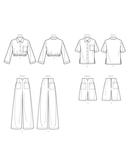 Patron Butterick 6880/A5 - Chemise, pantalon et short