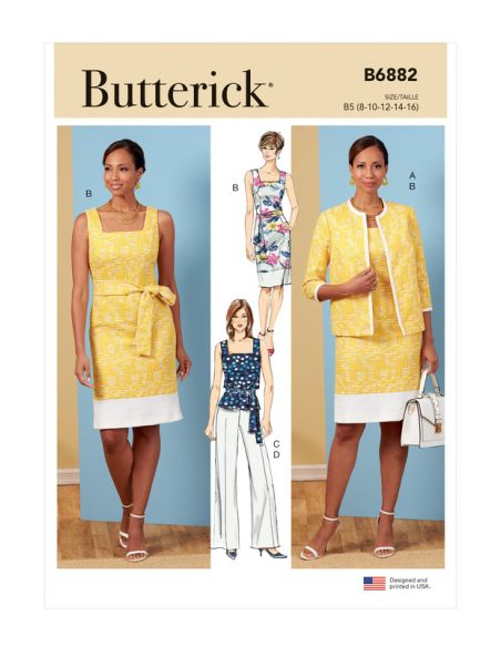 Patron Butterick 6882/B5 - Veste, robe, haut et pantalon