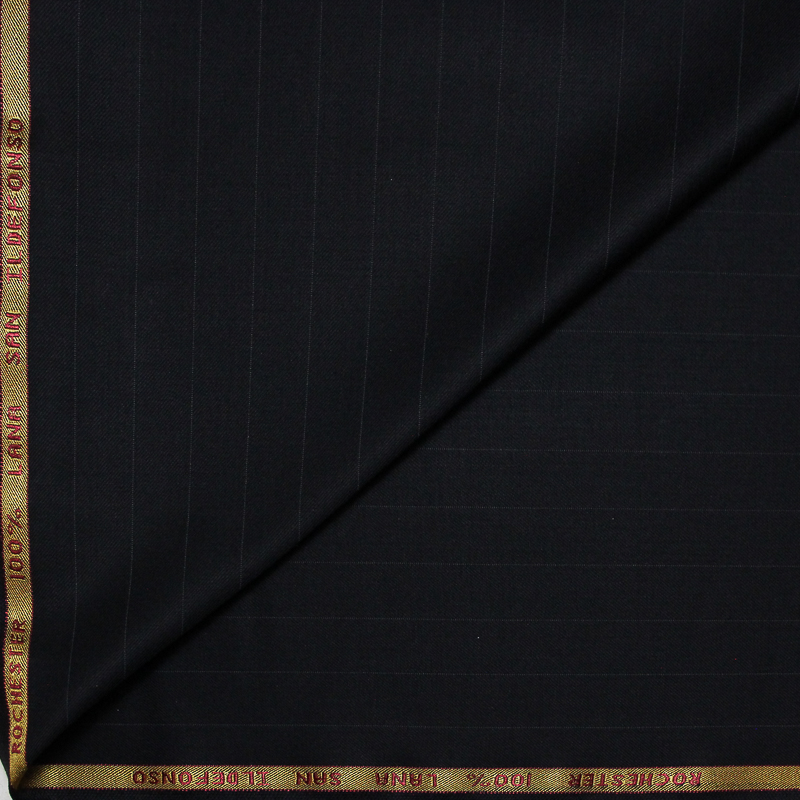 Tissu tailleur 100% laine rochester - Rayures borsalino fond bleu