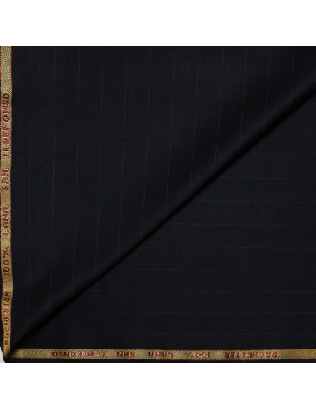 Tissu tailleur 100% laine rochester - Rayures borsalino fond noir
