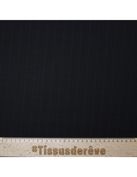 Tissu tailleur 100% laine rochester - Rayures borsalino fond noir