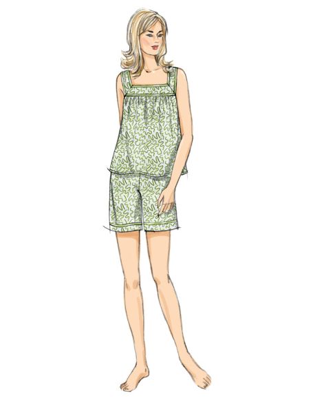 Patron Butterick 6883/Y - Haut, chemise de nuit et short