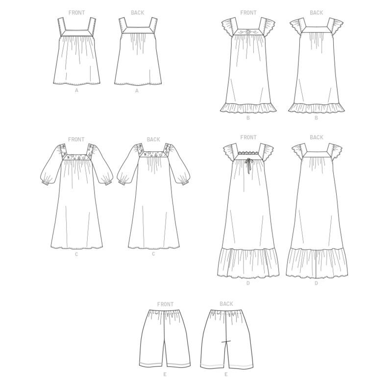 Patron Butterick 6883/Y - Haut, chemise de nuit et short