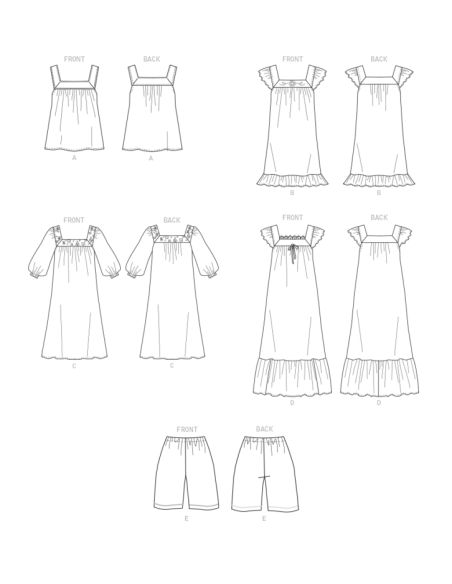 Patron Butterick 6883/Y - Haut, chemise de nuit et short