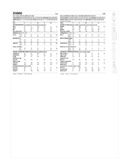 Patron Butterick 6888/A - Combinaison et barboteuse