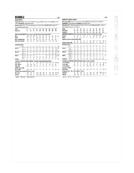 Patron Butterick 6892/A5 - Robe