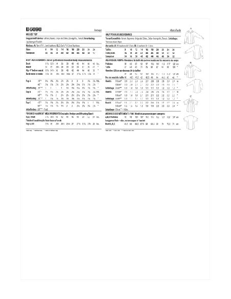 Patron Butterick 6898/B5 - Haut