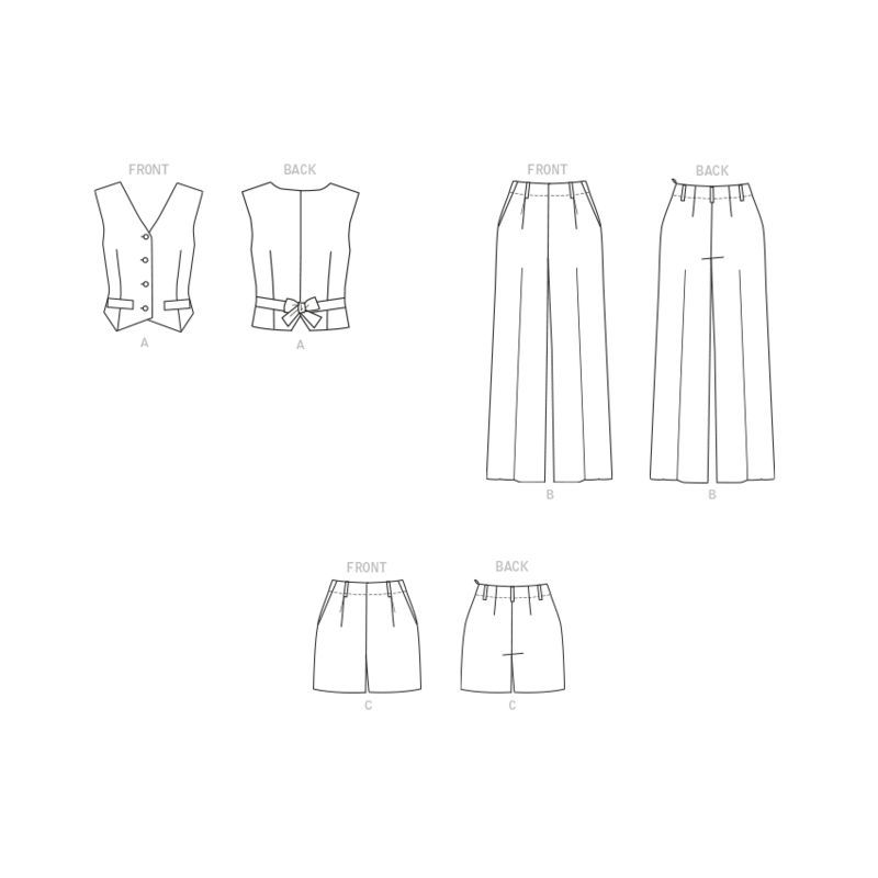 Patron Butterick 6901/A5 - Gilet, pantalon et short