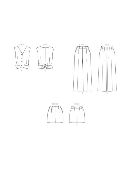 Patron Butterick 6901/A5 - Gilet, pantalon et short