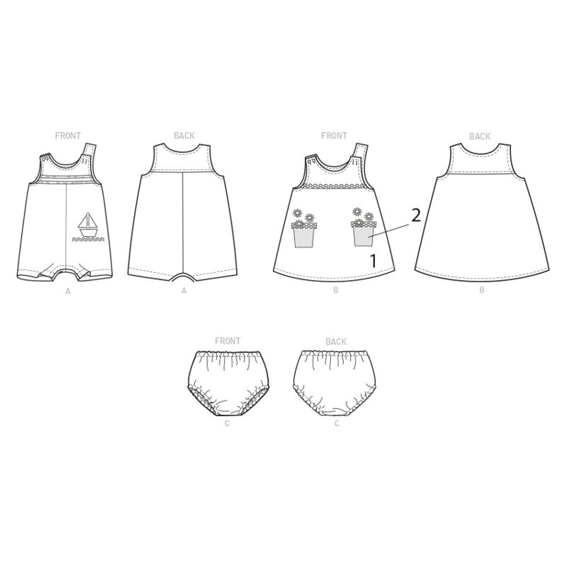 Patron Butterick 6905/YA5 - Salopette, robe et culotte