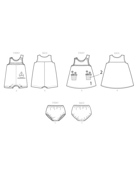 Patron Butterick 6905/YA5 - Salopette, robe et culotte