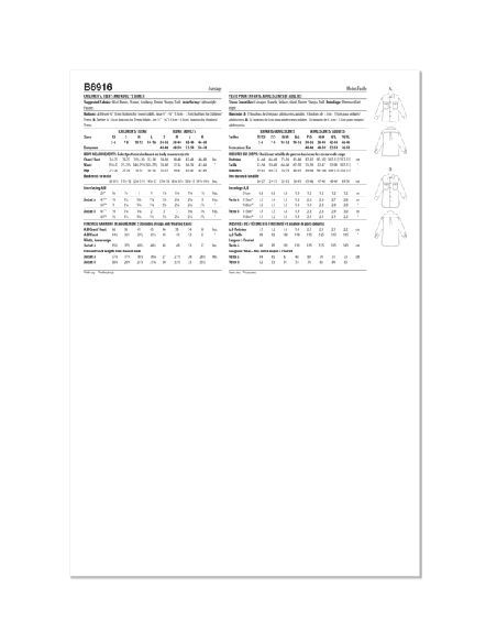 Patron Butterick 6916/A - Veste