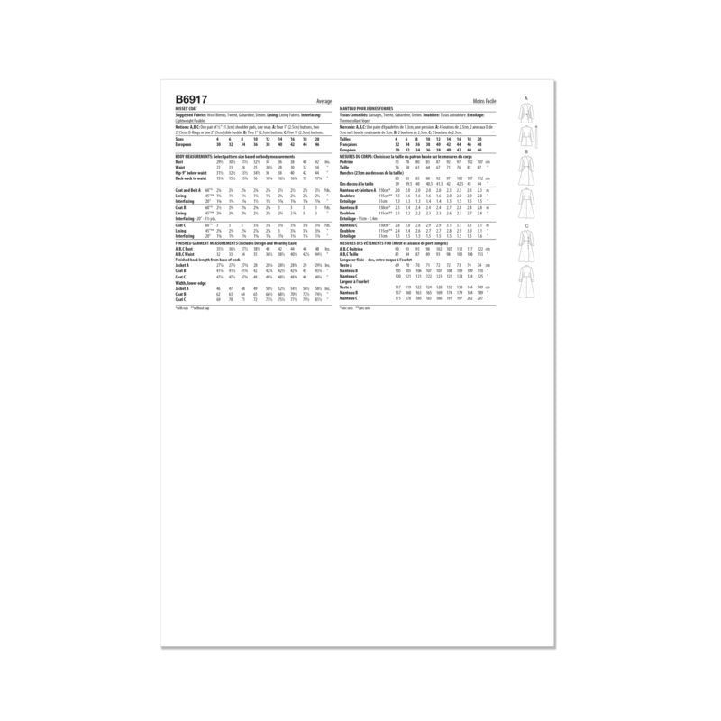 Patron Butterick 6917/D5 - Manteau