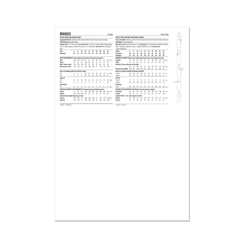 Patron Butterick 6923/A5 - Robe et veste boléro