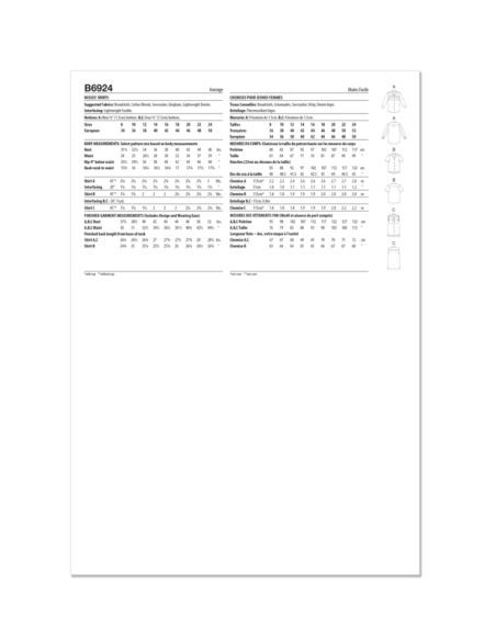 Patron Butterick 6924/B5 - Chemise