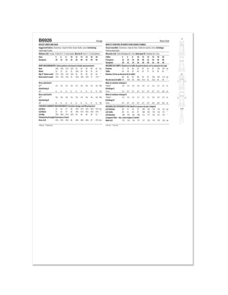 Patron Butterick 6926/D5 - Robe