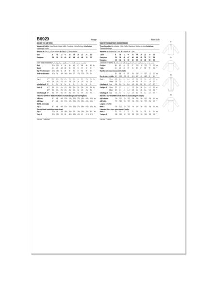 Patron Butterick 6929/B5 - Tunique