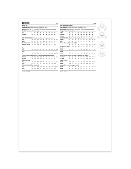 Patron Butterick 6930/D5 - Haut