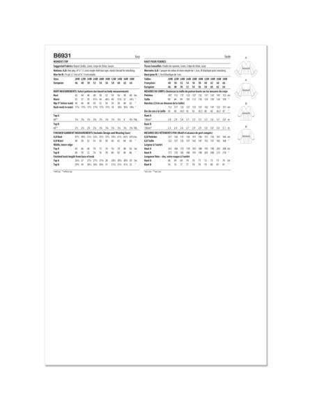 Patron Butterick 6931/W2 - Haut