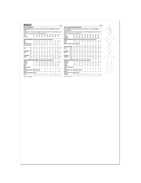 Patron Butterick 6932/K5 - Haut et pantalon