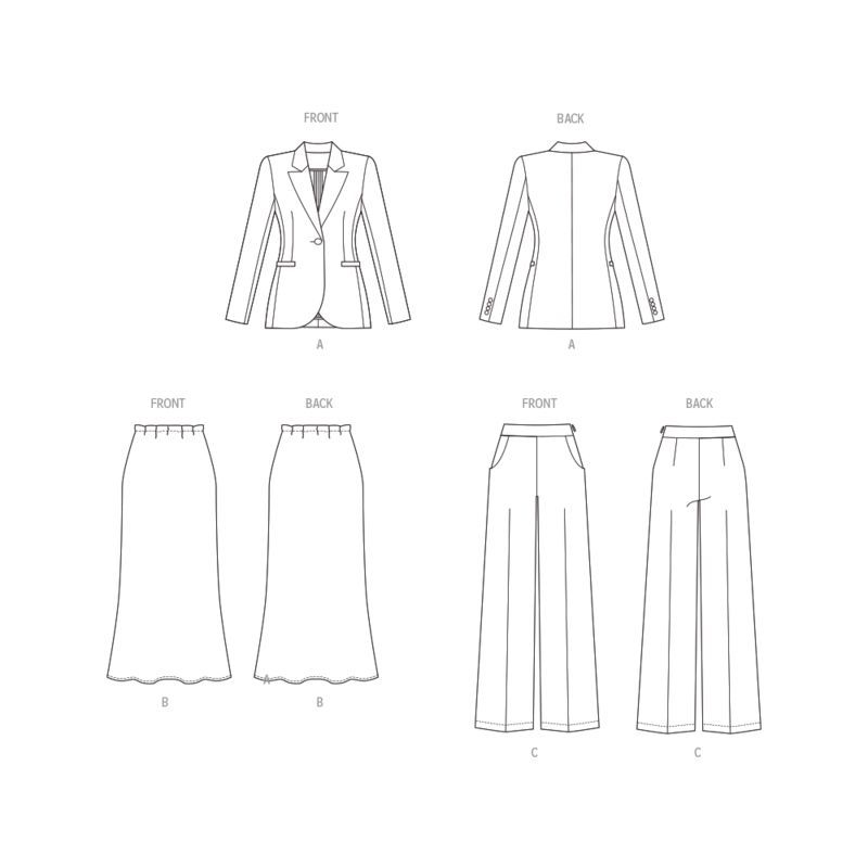 Patron Butterick 6933/B5 - Veste, jupe et pantalon