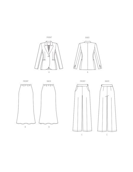 Patron Butterick 6933/B5 - Veste, jupe et pantalon