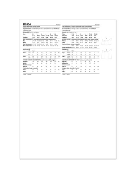 Patron Butterick 6934/A - Jupe portefeuille