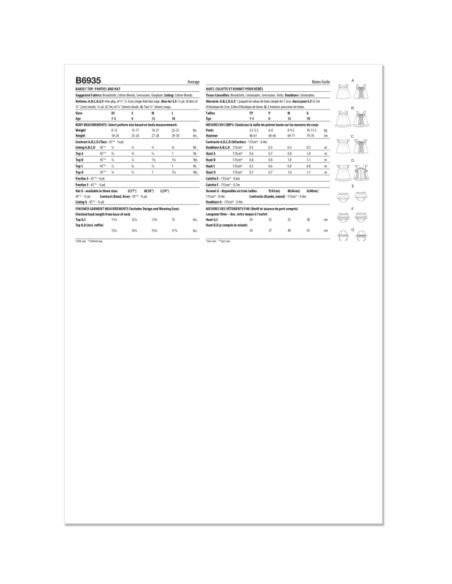 Patron Butterick 6935/A - Haut, culotte et chapeau