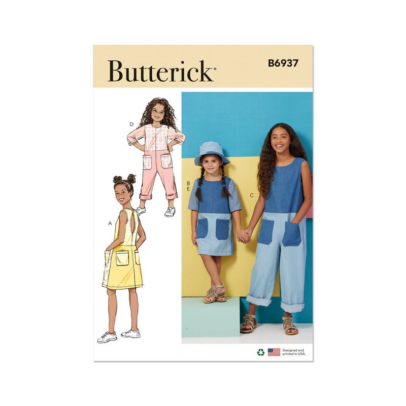 Patron Butterick 6937/CCE - Robe, barboteuse et chapeau