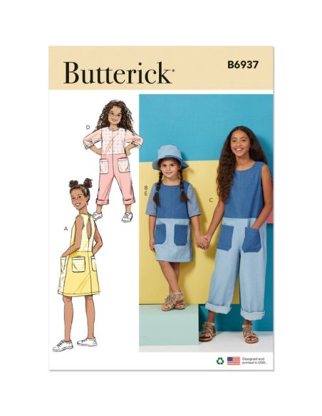 Patron Butterick 6937/CCE - Robe, barboteuse et chapeau