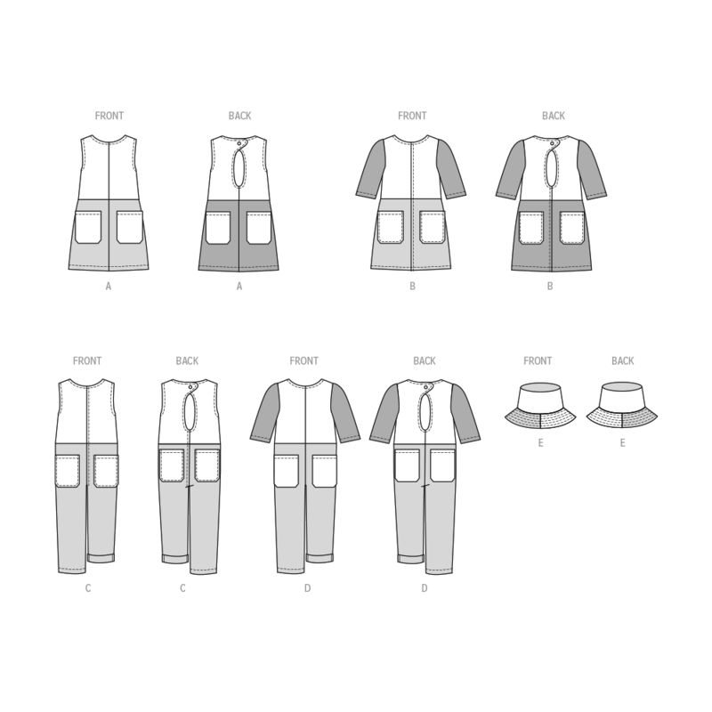 Patron Butterick 6937/CCE - Robe, barboteuse et chapeau