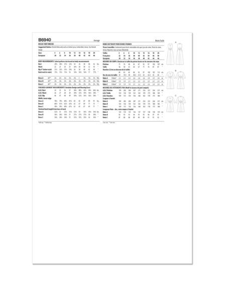 Patron Butterick 6940/D5 - Robe