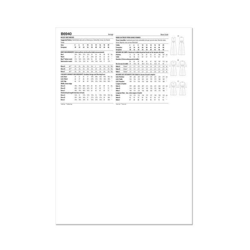 Patron Butterick 6940/D5 - Robe