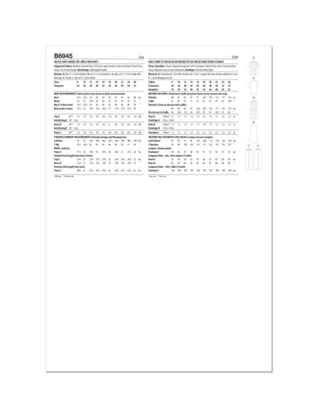 Patron Butterick 6945/B5 - Haut ou robe