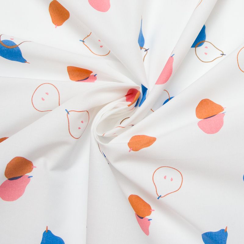 Percale 100% coton peigné luxe - Poires sur fond clair