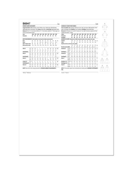 Patron Butterick 6947/W2 - Chemise et short