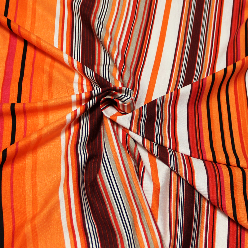 Jersey viscose - Rayure irrégulière ton orange