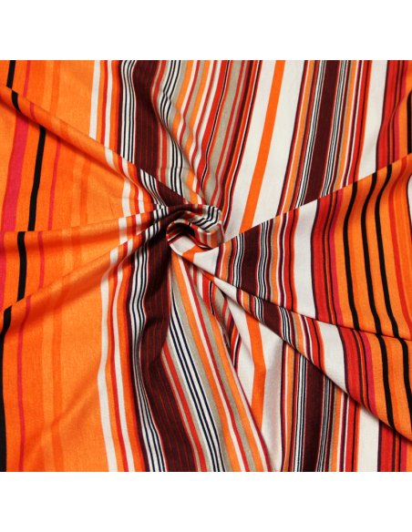 Jersey viscose - Rayure irrégulière ton orange