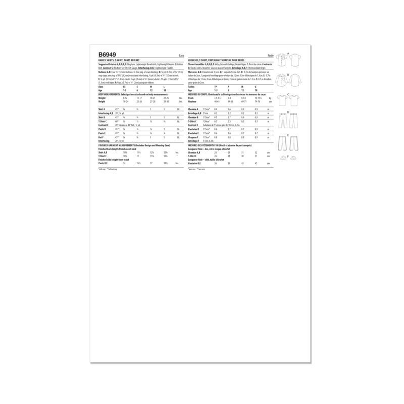 Patron Butterick 6949/A - Chemises