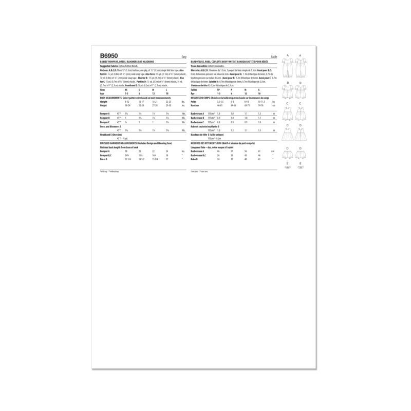 Patron Butterick 6950/A - Barboteuse