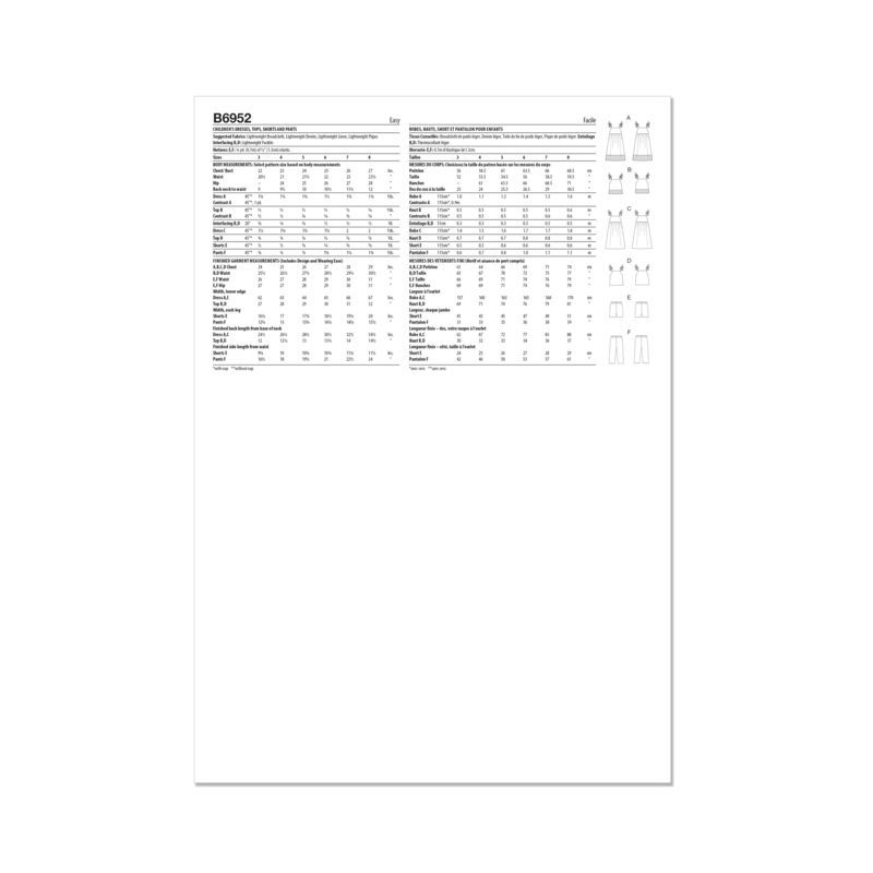 Patron Butterick 6952/A - Robe ou haut