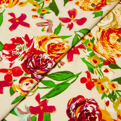 Étoffe 100% viscose - Roseraie d'Ivoire