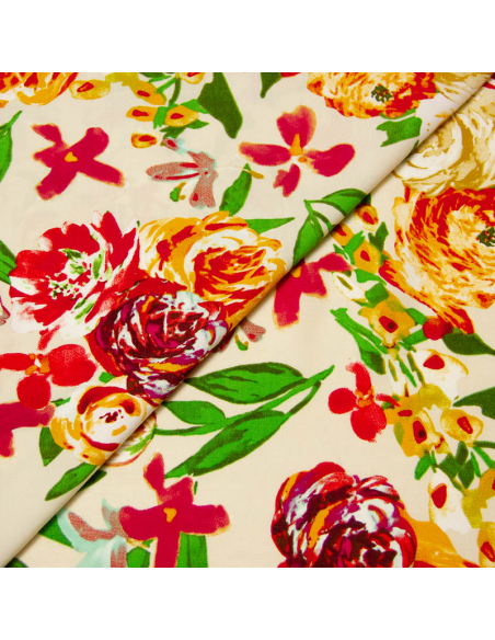 Étoffe 100% viscose - Roseraie d'Ivoire