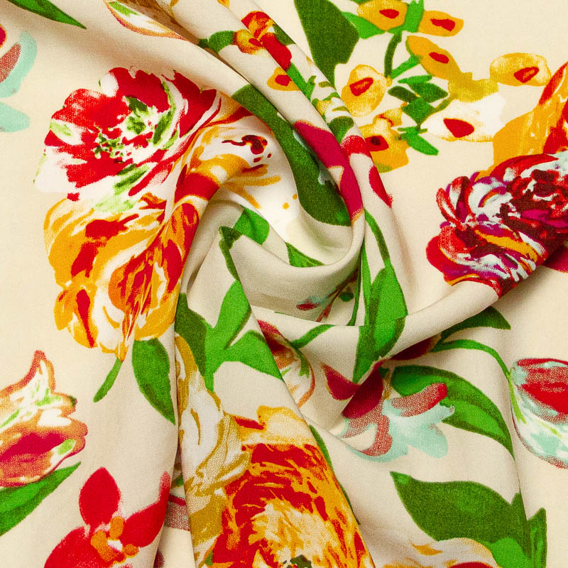 Étoffe 100% viscose - Roseraie d'Ivoire