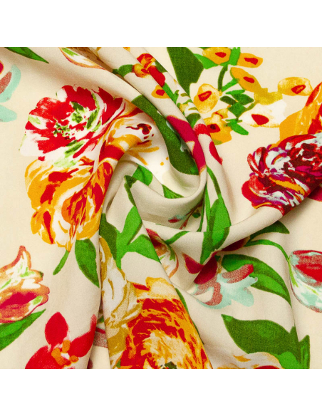 Étoffe 100% viscose - Roseraie d'Ivoire