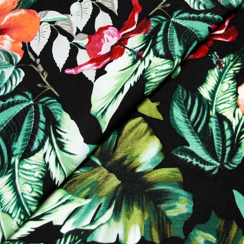 Étoffe 100% viscose - Floraison tropicale
