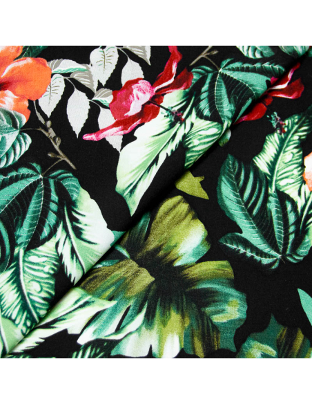 Étoffe 100% viscose - Floraison tropicale