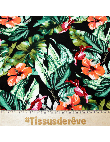 Étoffe 100% viscose - Floraison tropicale