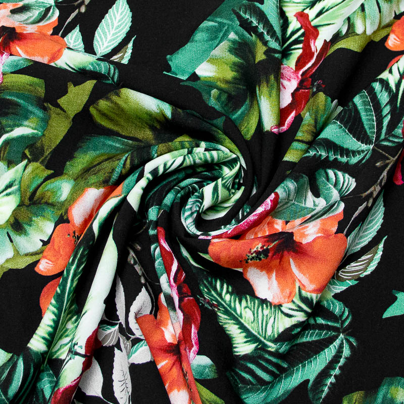 Étoffe 100% viscose - Floraison tropicale