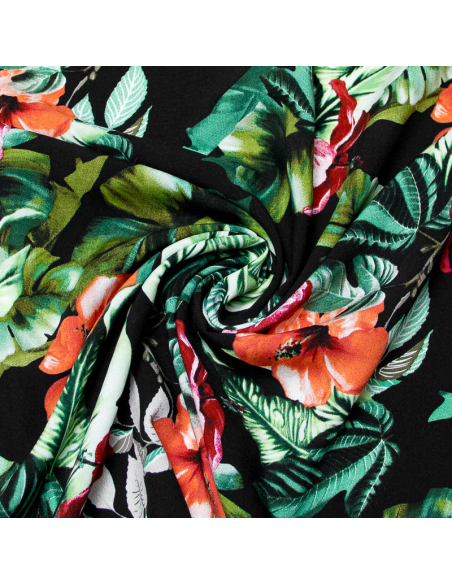 Étoffe 100% viscose - Floraison tropicale